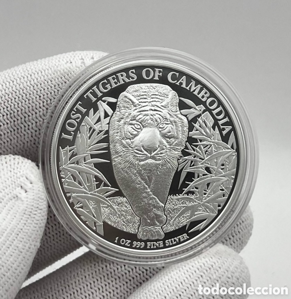 Monedas antiguas de Asia: 2026 &ndash; Camboya &ndash; Lost Tigers of Cambodia &ndash; 1 oz plata &ndash; .999 fino &ndash; BU
