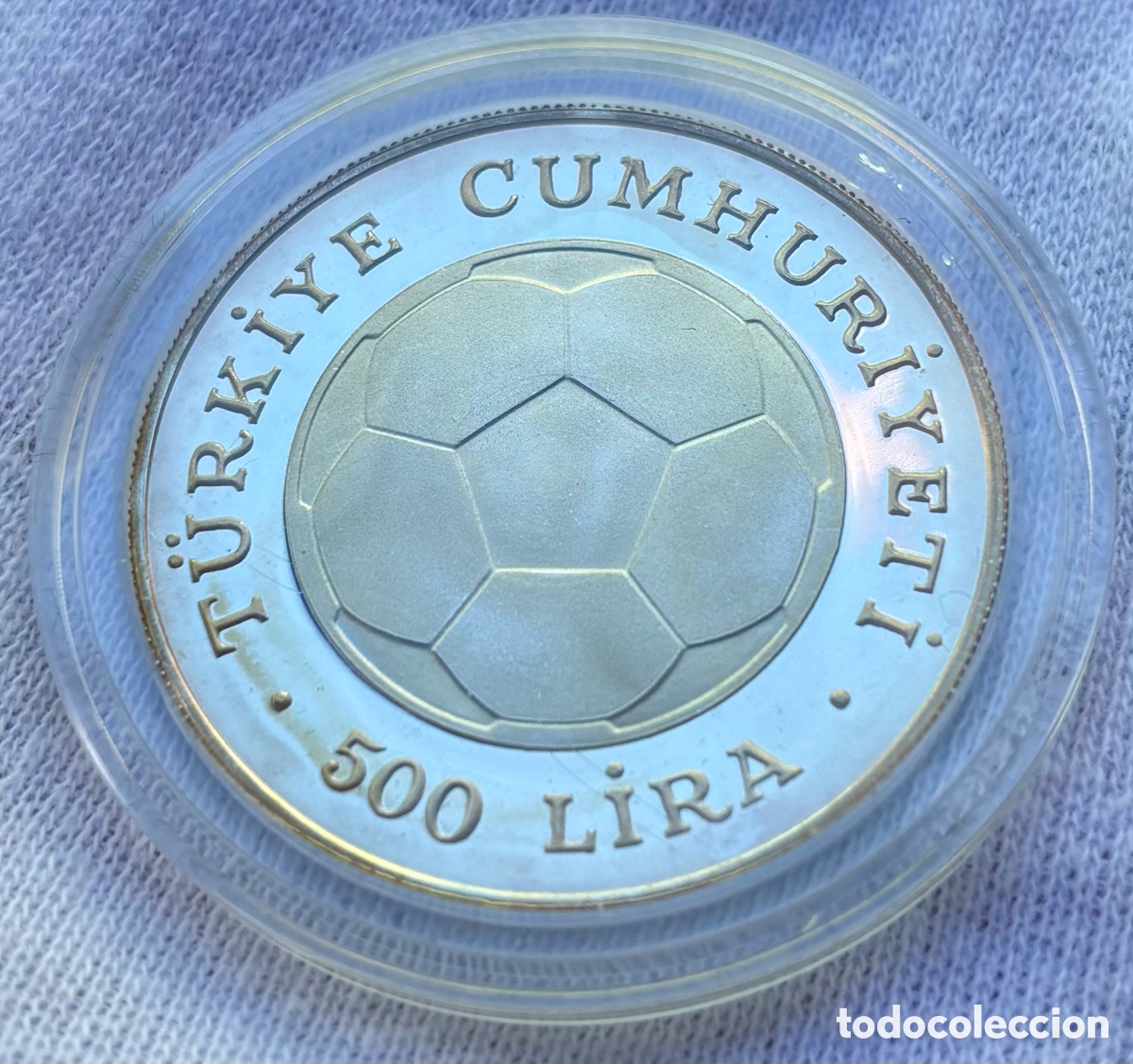 Monedas antiguas de Asia: Moneda PLATA TURQU&Iacute;A 500 Lira 1982 PROOF. Copa Del Mundo Espa&ntilde;a