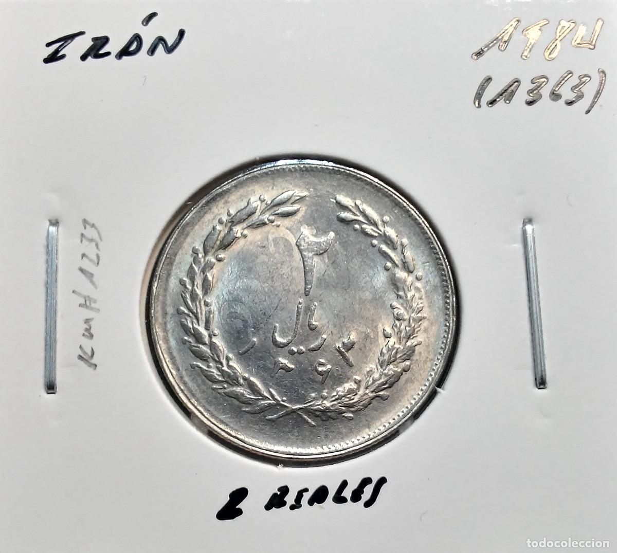 Monedas antiguas de Asia: IR&Aacute;N 2 RIALES 1984 (1363) KM#1233 MBC+.