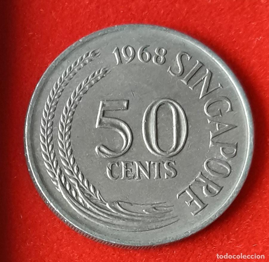 Monedas antiguas de Asia: MONEDA DE SINGAPUR 1968 - 50 CENTS - COBRE-N&Iacute;QUEL