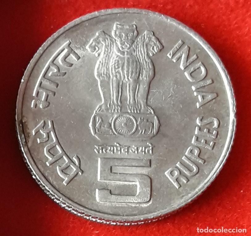 Monedas antiguas de Asia: MONEDA DE LA INDIA 1994 - 5 RUPIAS - COBRE-N&Iacute;QUEL, 75&ordm; ANIV. DE LA OIT