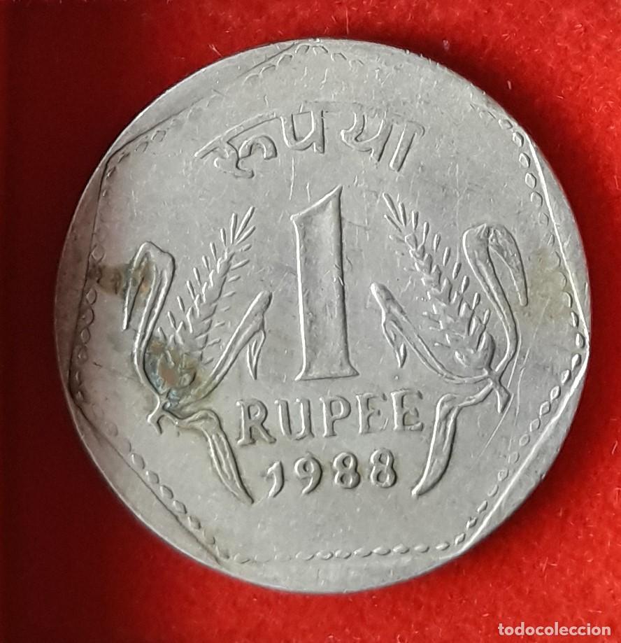 Monedas antiguas de Asia: MONEDA DE LA INDIA 1988 - 1 RUPIA - COBRE-N&Iacute;QUEL
