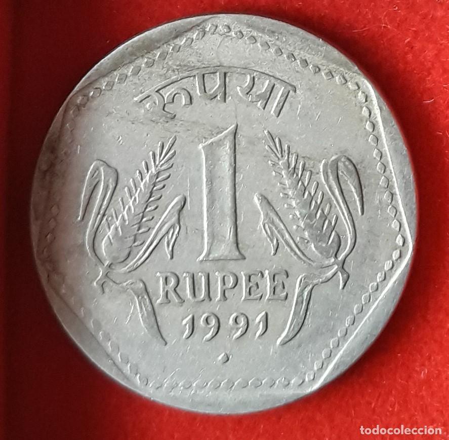 Monedas antiguas de Asia: MONEDA DE LA INDIA 1991 - 1 RUPIA - COBRE-N&Iacute;QUEL