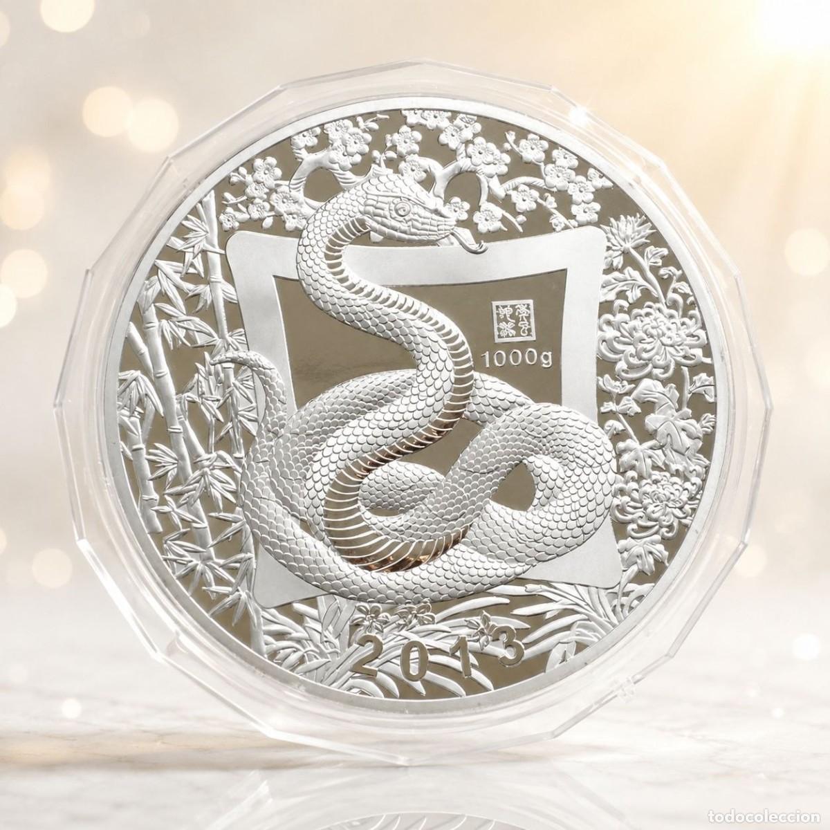 Monnaies anciennes d'Asie: MONEDA O MEDALLA PLATEADA CHINA A&Ntilde;O DE LA SERPIENTE 2013 MUY LABRADA