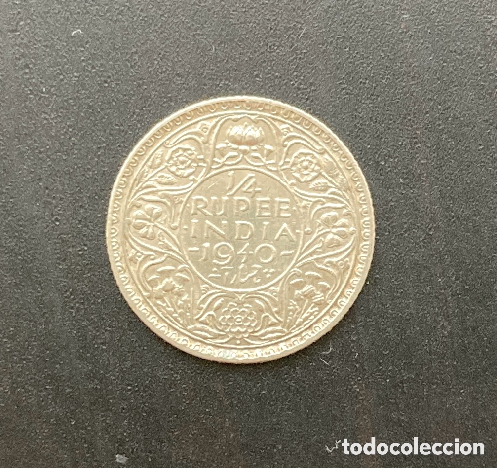 Monete antiche di Asia: 1/4 rupia India 1940. Jorge VI. Plata 0,500