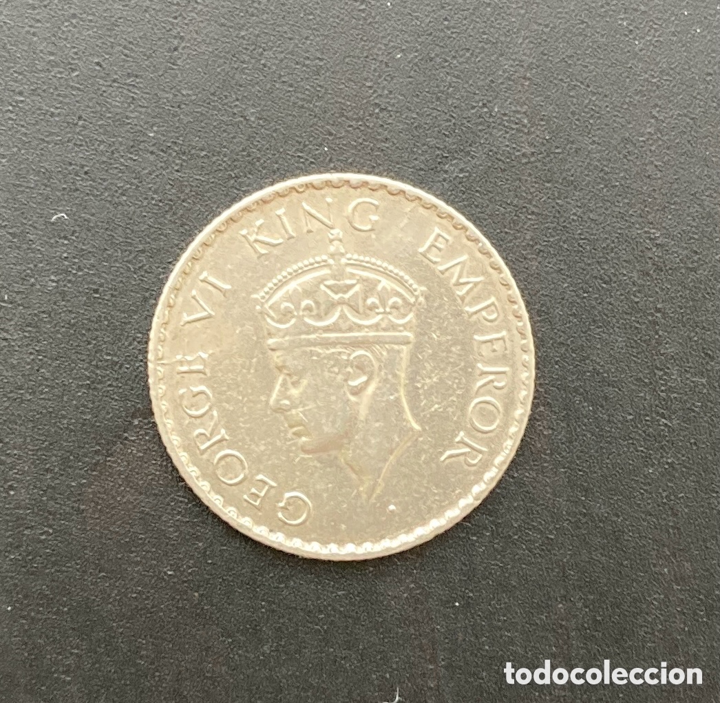 Monedas antiguas de Asia: 1/4 rupia India 1940. Jorge VI. Plata 0,500