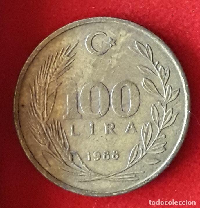 Monedas antiguas de Asia: MONEDA DE TURQU&Iacute;A 1988 - 100 LIRAS - LAT&Oacute;N