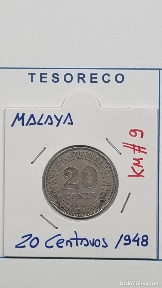Monedas antiguas de Asia: MALAYA: MONEDA DE 20 CENTAVOS 1948 - KM#9 - Ref.: 073