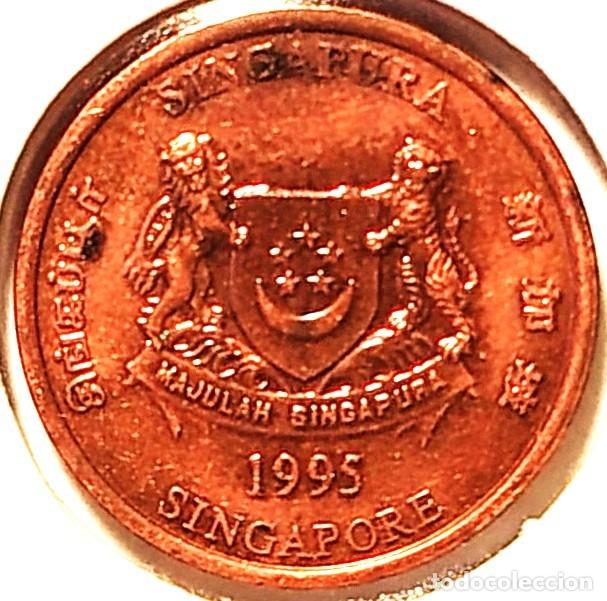Monedas antiguas de Asia: SINGAPUR (1967-) - 1 CENTAVO 1995 - REPUBLICA - A - 1,24 GR. CINC COBREADO - DIAMETRO 15,90 mm