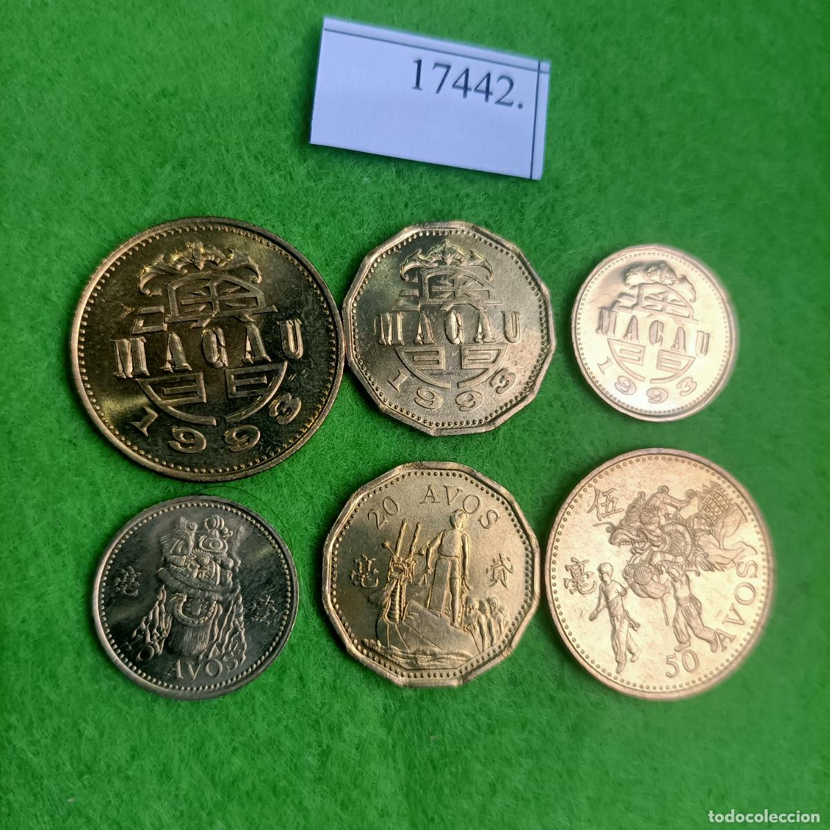 Monedas antiguas de Asia: MACAO LOTE DE 3 MONEDAS , 10 20 Y 50 AVOS , Macau, 17442 2