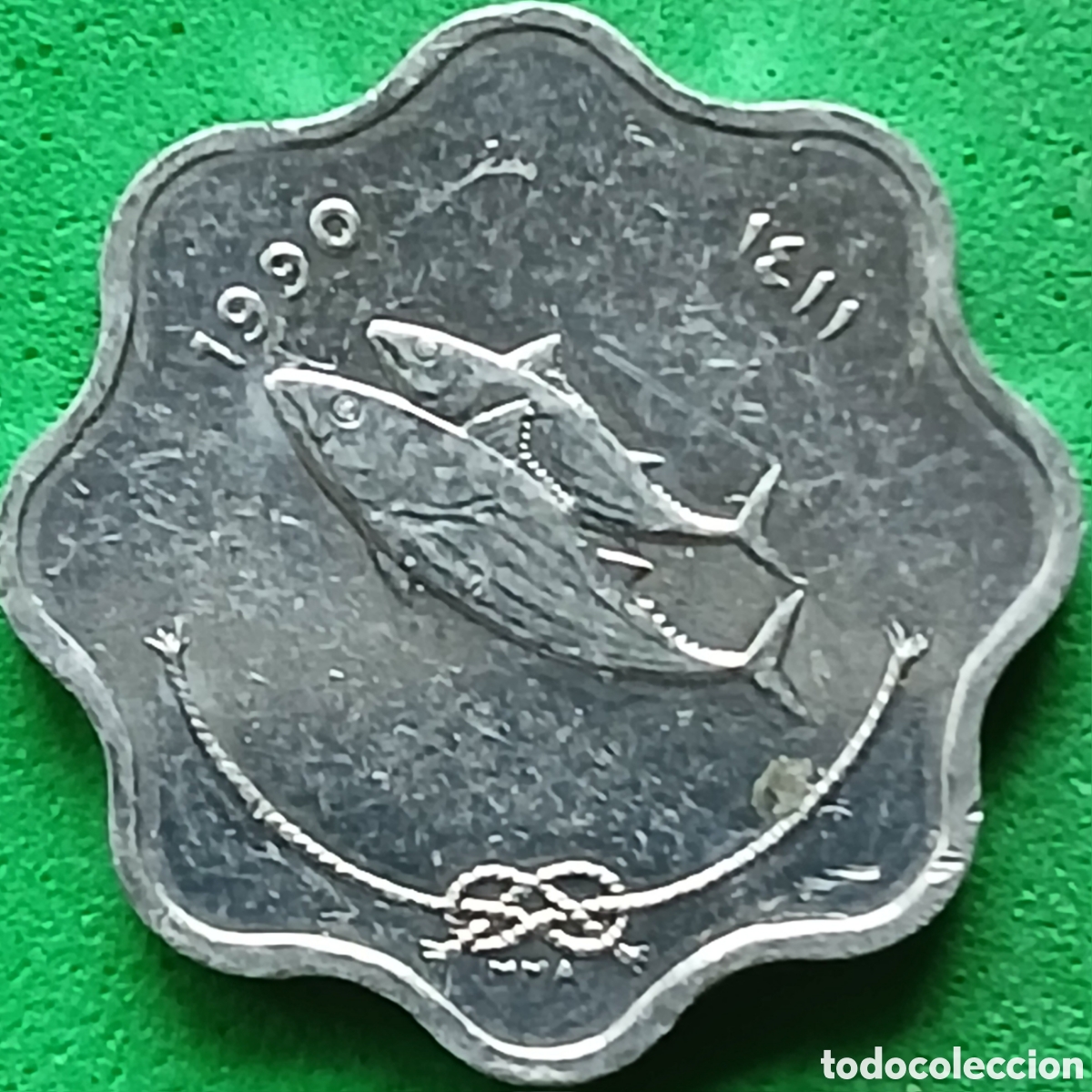 Monedas antiguas de Asia: Maldivas 5 laari 1990 km#69