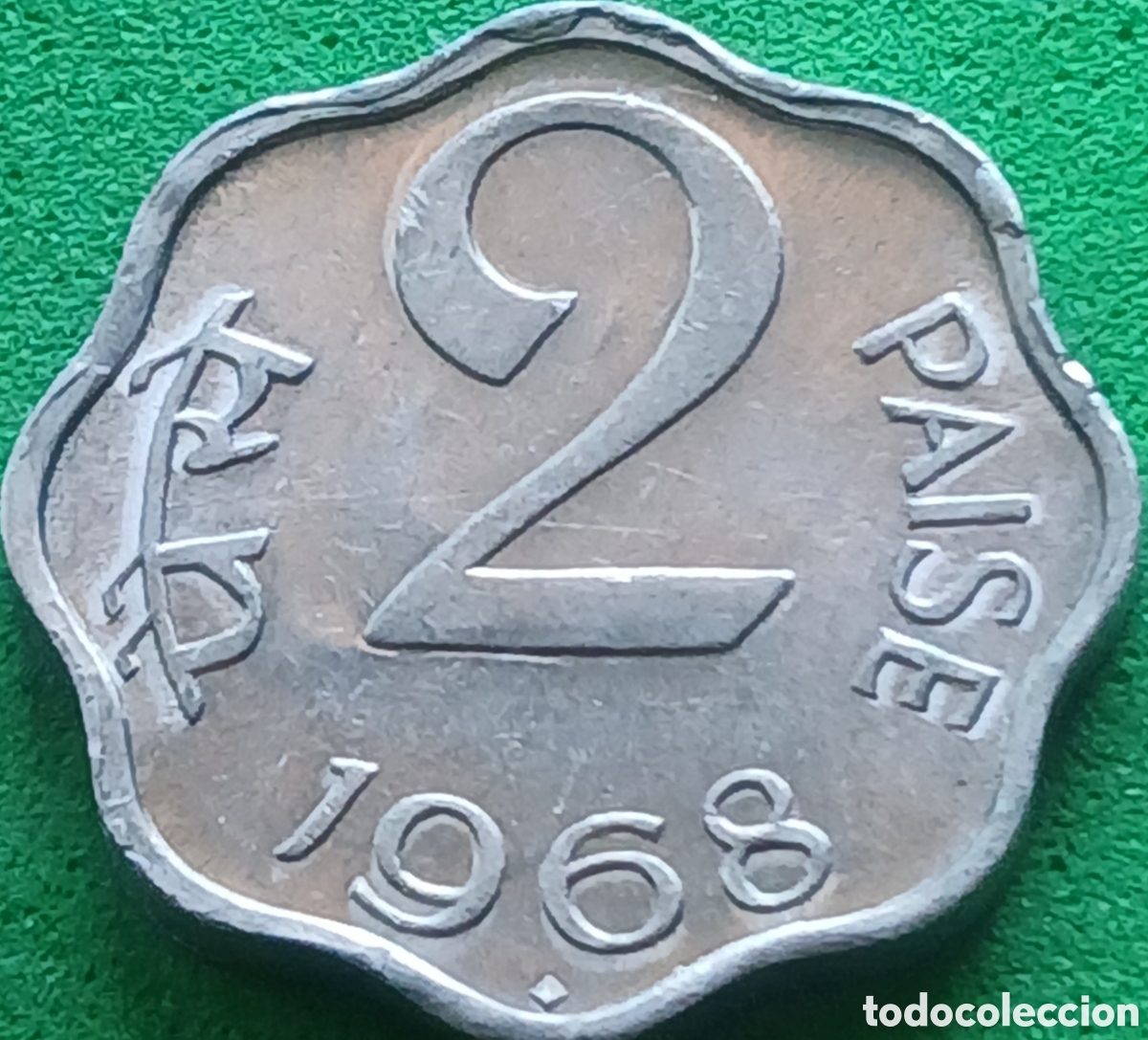 Monedas antiguas de Asia: India 2 paise 1968 km#13.5 ceca Bombay
