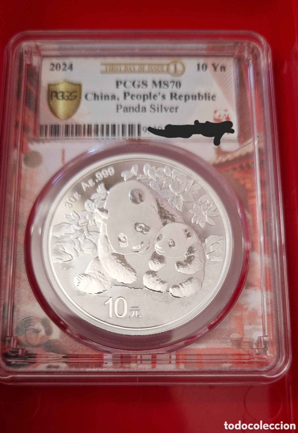 Monedas antiguas de Asia: Onza plata Pura Panda Chino 2025 Encapsulado NGC MS70
