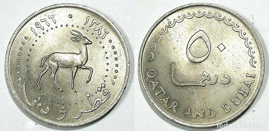 Alte M&uuml;nzen aus Asien: QATAR & DUBAI - 50 DIRHEM - 1966 - CUPRO/NIQUEL - NO CIRCULADA