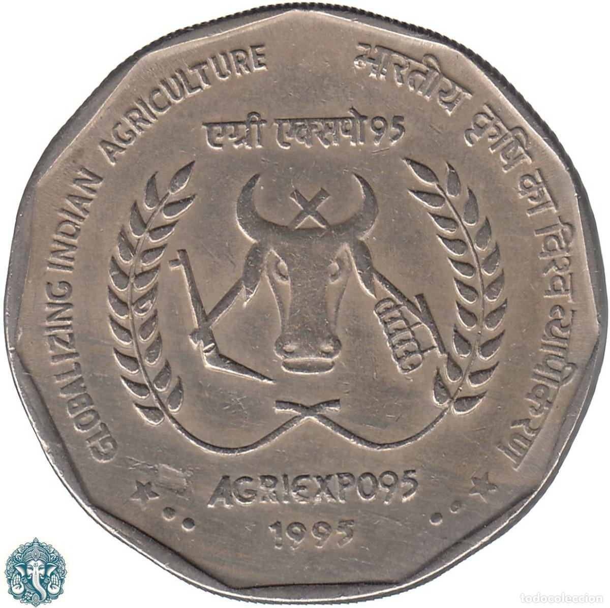 Monedas antiguas de Asia: INDIA 2 Rupias 1995 Ceca &diams; Bombay AgriEXPO 95 KM#127