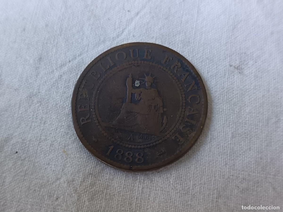 Monnaies anciennes d'Asie: 1888, Antigua Moneda de Indochina, 1 C&eacute;ntimo, colonia francesa, bronce