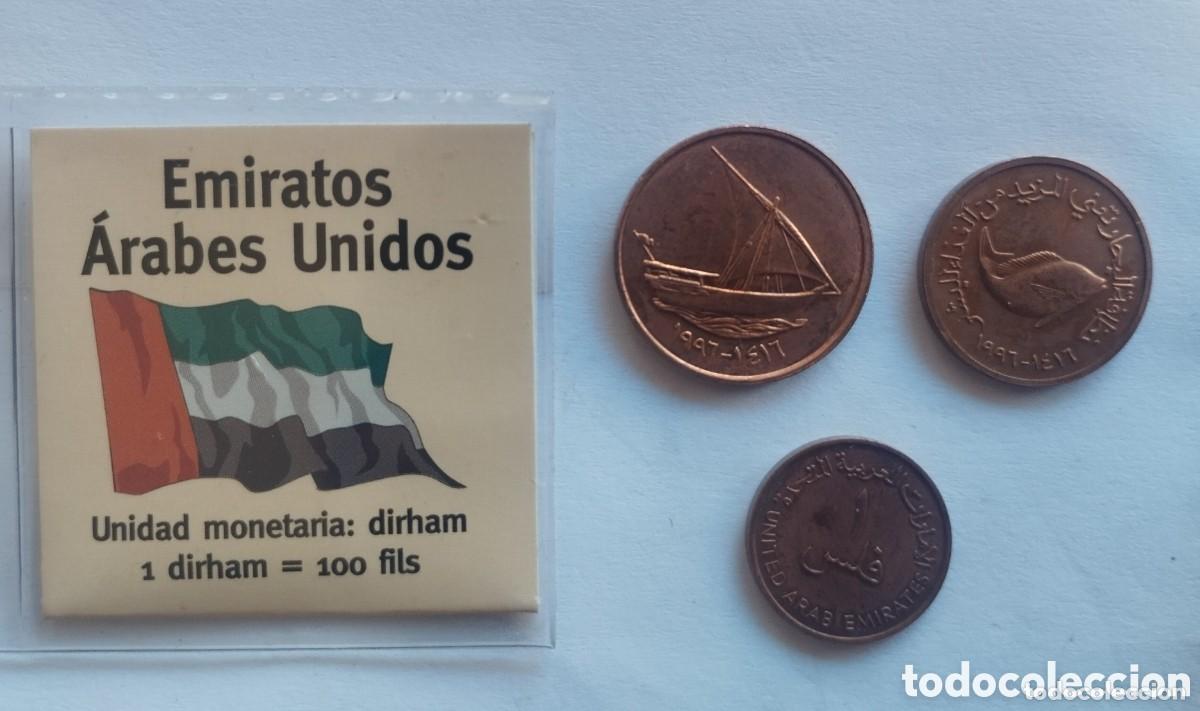 Alte M&uuml;nzen aus Asien: LOTE DE TRES MONEDAS DE EMIRATOS &Aacute;RABES DE 1-5-10 FILS 1996 SC EN BLISTER.