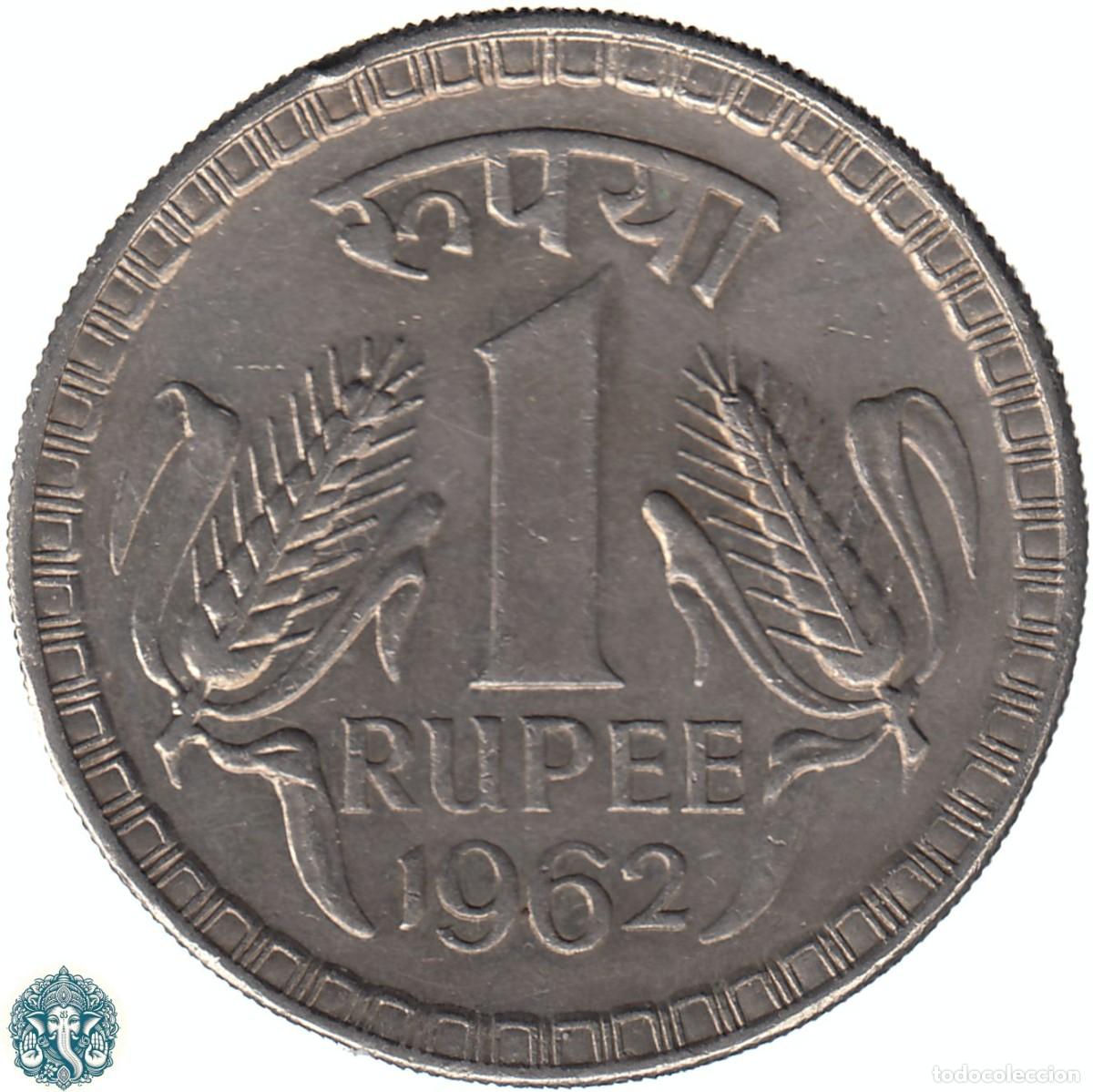 Monedas antiguas de Asia: INDIA 1 Rupia 1962 Ceca Calcuta KM#75.1