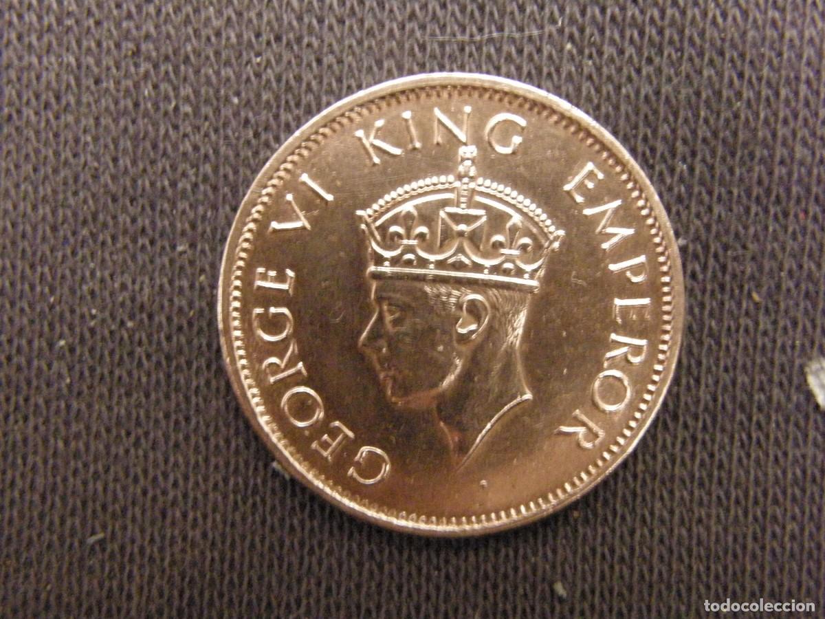 Monedas antiguas de Asia: India Brit&aacute;nica &ndash; 1/4 Anna 1940, George VI King Imperator, bronce