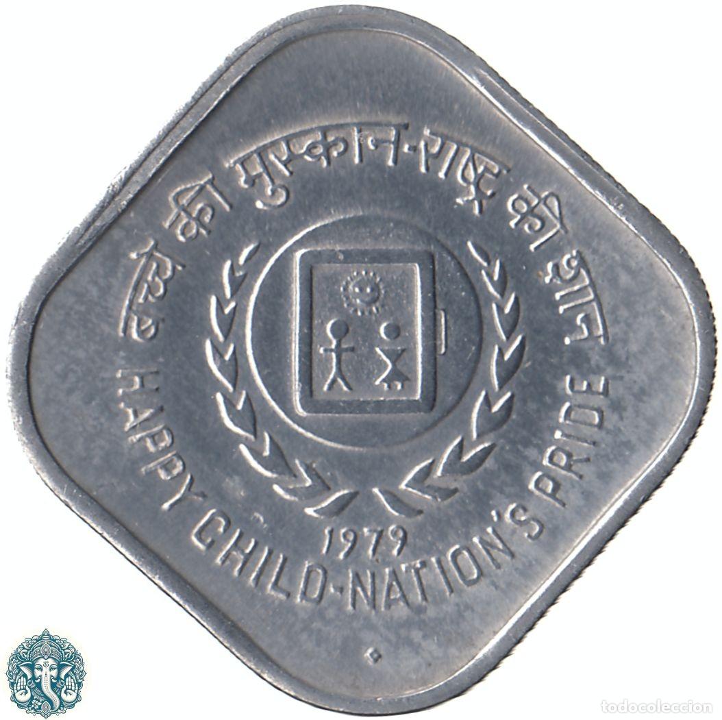Monedas antiguas de Asia: INDIA 5 Paise 1986 Ceca &diams; Bombay A&ntilde;o internacional del ni&ntilde;o KM#22