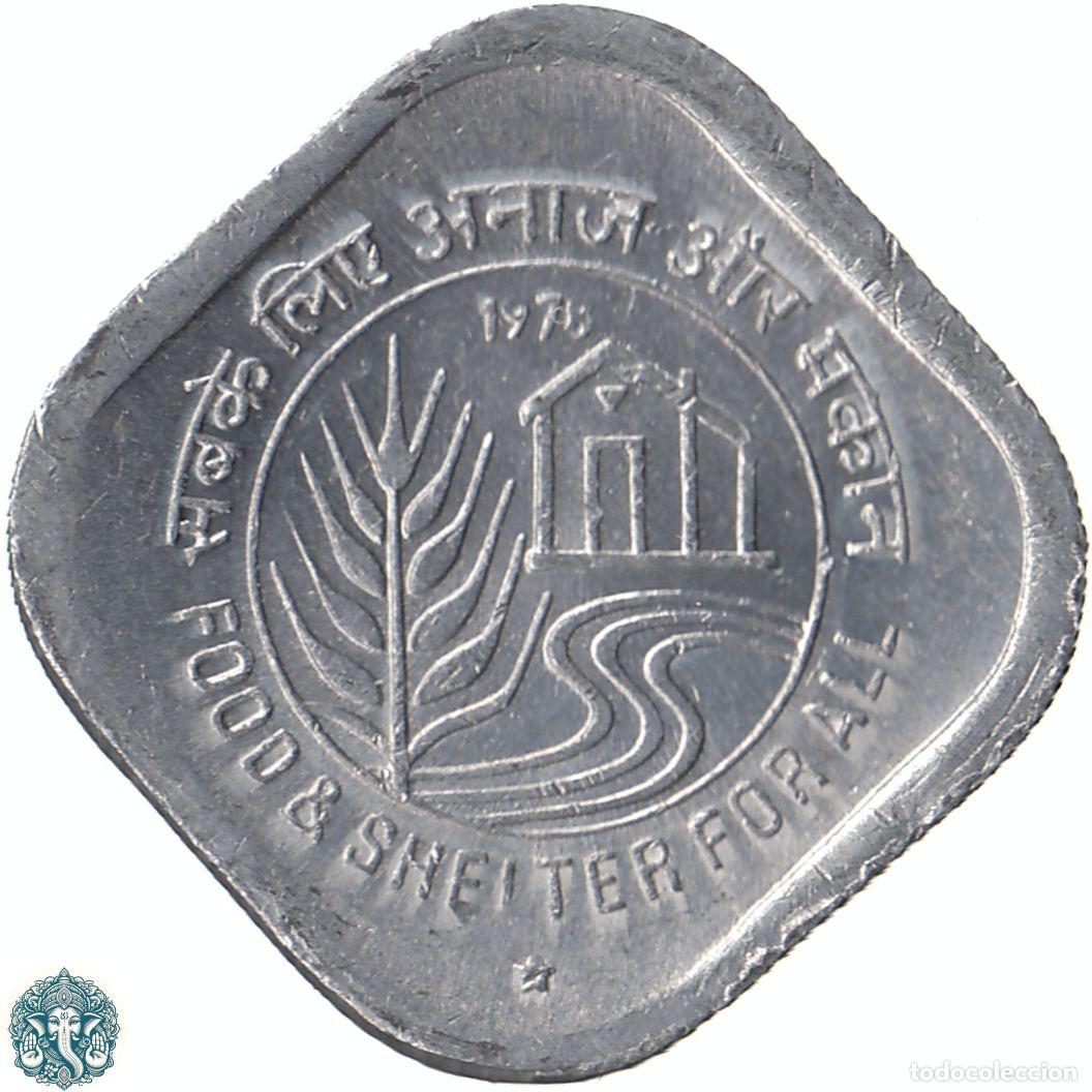 Monedas antiguas de Asia: INDIA 5 Paise 1978 Ceca ☆ Hiderabad FAO - Alimentos y refugio para todos KM#21