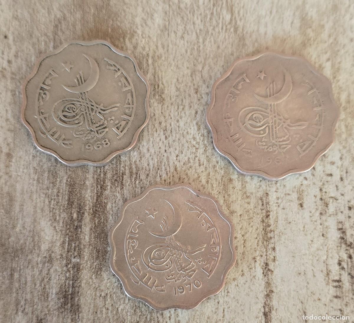 Monedas antiguas de Asia: 3 MONEDA DE PAKISTAN DIVERSOS A&Ntilde;OS - 10 PAISA