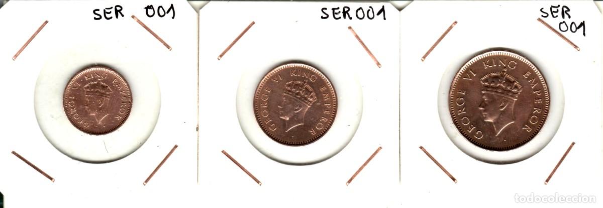 Monedas antiguas de Asia: India Brit&aacute;nica &ndash; Lote 3 Monedas George VI, 1939, Bronce