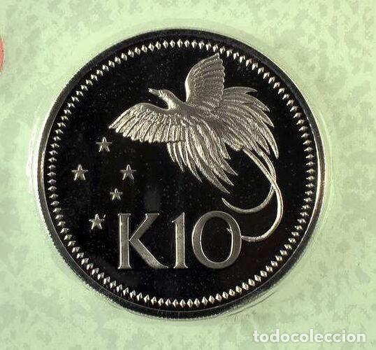 Monedas antiguas de Asia: Moneda Plata 10 Kina, 1975 (Pap&uacute;a Nueva Guinea).