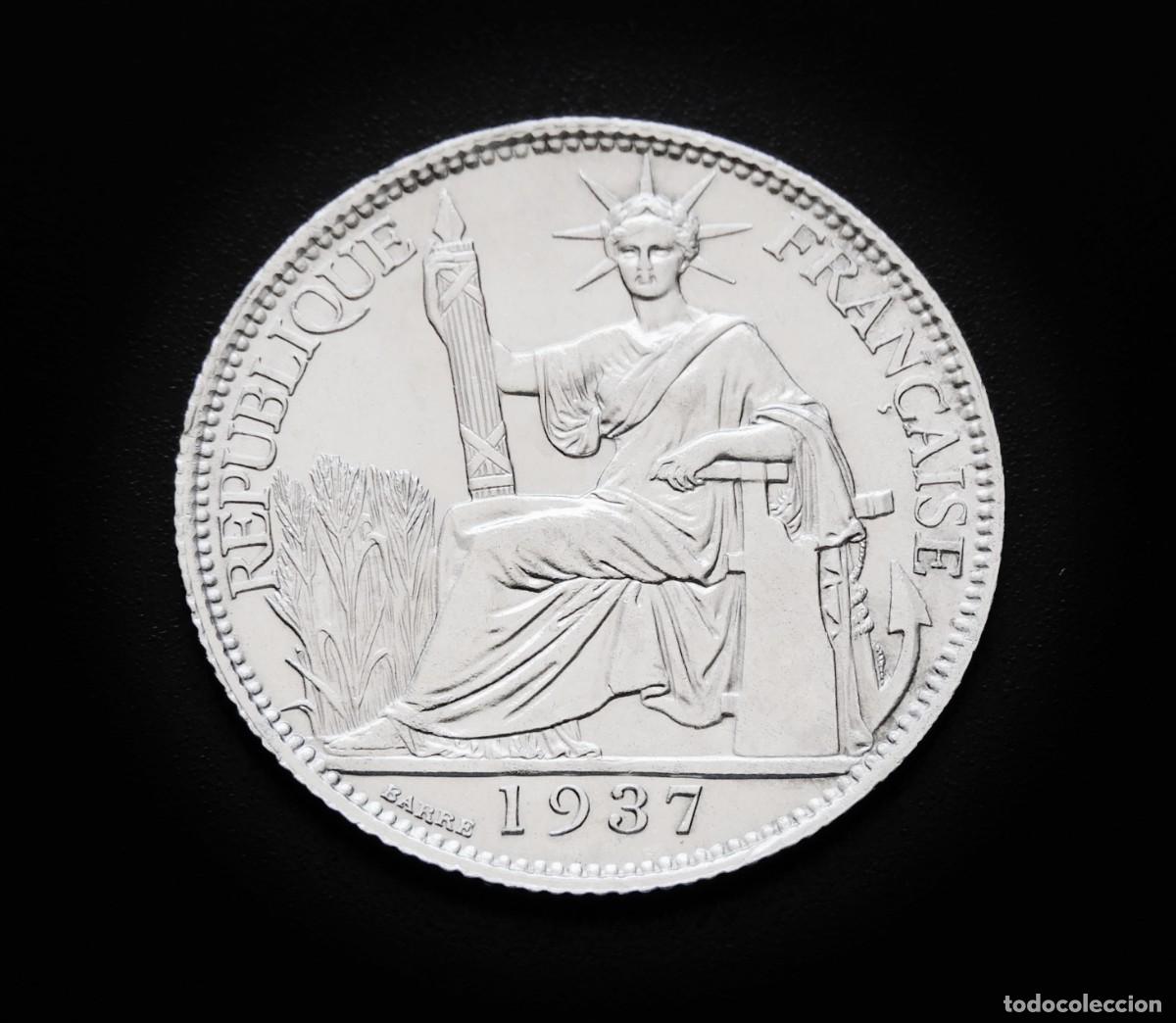 Monedas antiguas de Asia: INDOCHINA FRANCESA 20 CENTS 1937. PLATA. EXCELENTE