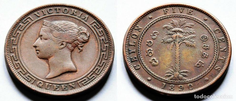 Monedas antiguas de Asia: CEYLAN - 5 CENT - 1890 - COBRE - VICTORIA - ESCASA
