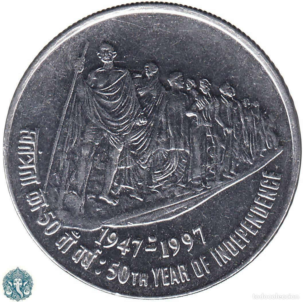 Monedas antiguas de Asia: INDIA 50 Paise 1971 Ceca ● Noida 50 aniversario de la Independencia de India KM#70