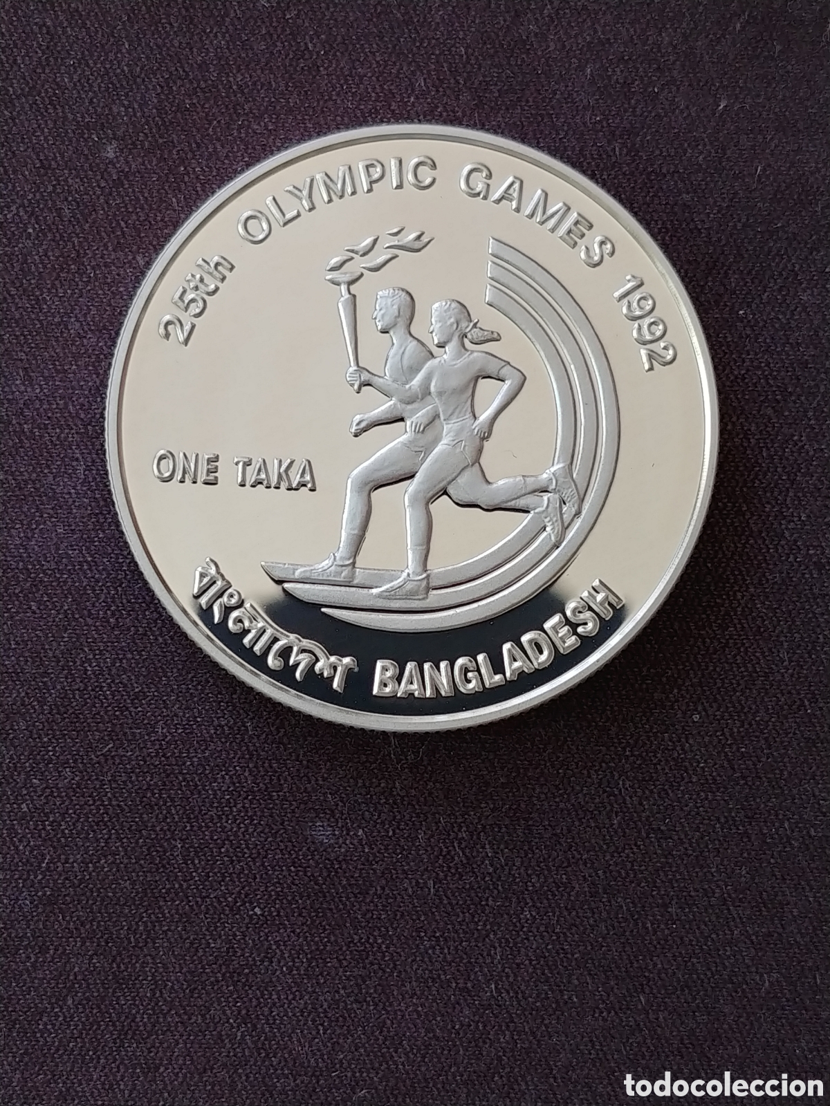 Monedas antiguas de Asia: Bangladesh, One Taka 1992, Ag .925 mls. 1 Oz., Proof