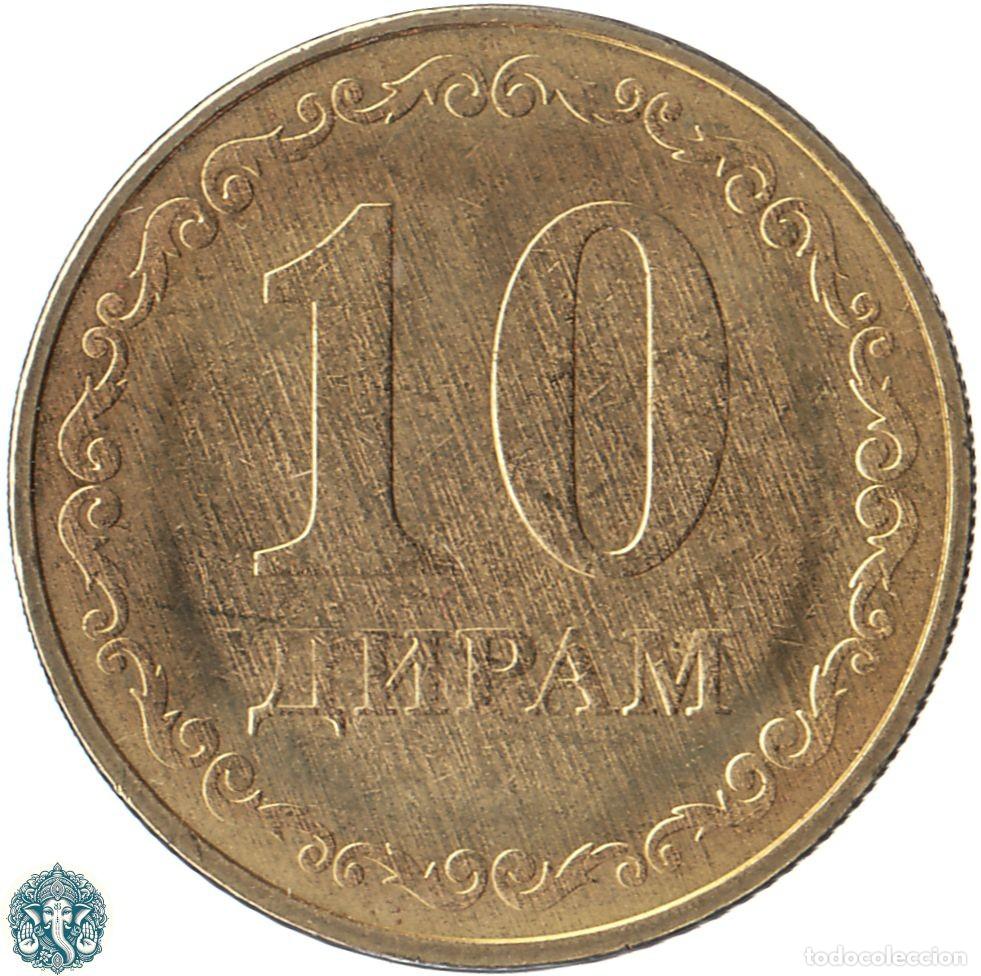 Monedas antiguas de Asia: TAYIKIST&Aacute;N 10 Diram 2019 KM#53