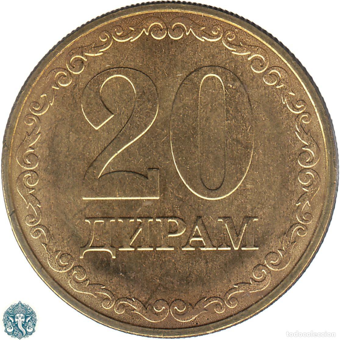 Monedas antiguas de Asia: TAYIKIST&Aacute;N 20 Diram 2019 KM#54