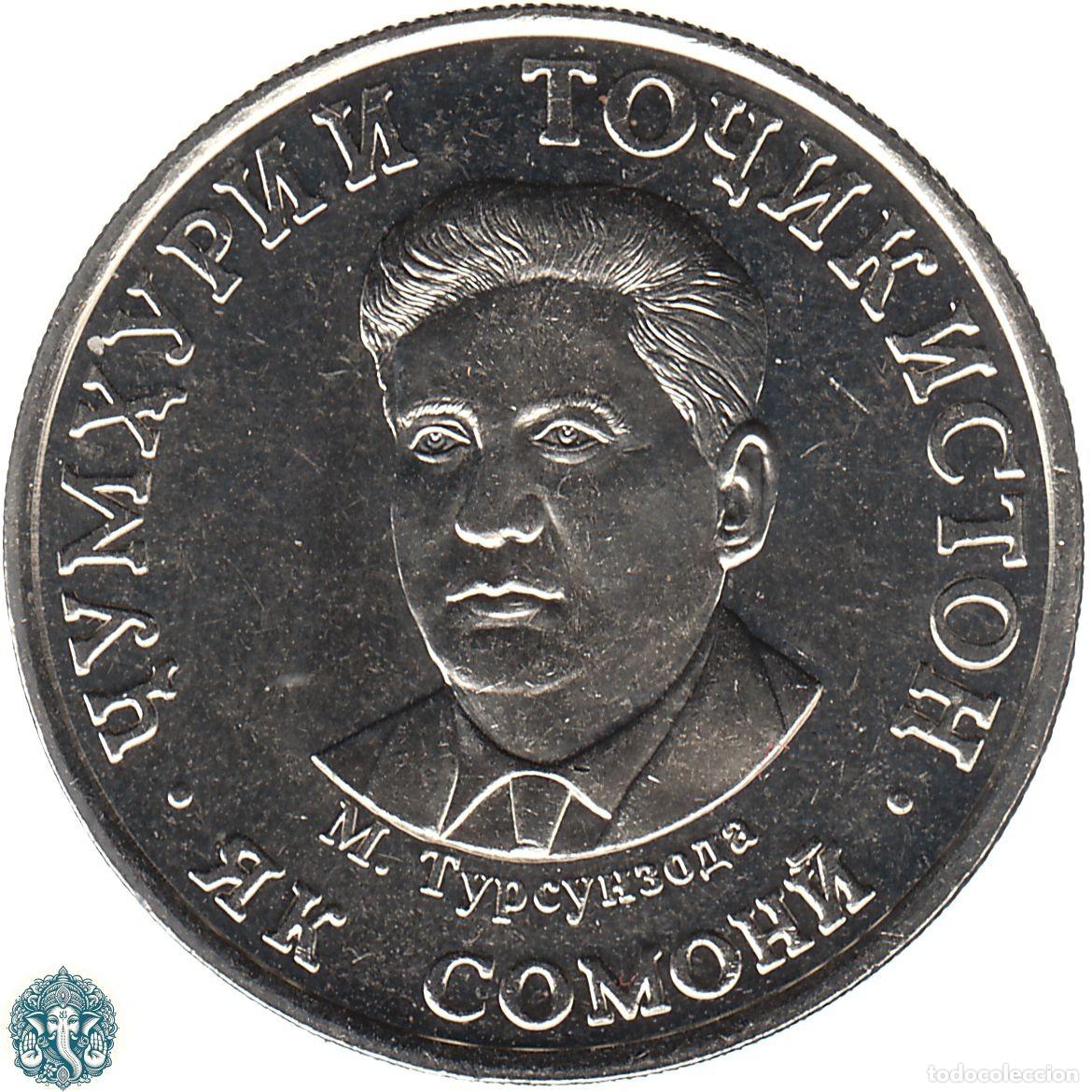 Monedas antiguas de Asia: TAYIKIST&Aacute;N 1 Somoni 2019 Mirzo Tursunzoda KM#56