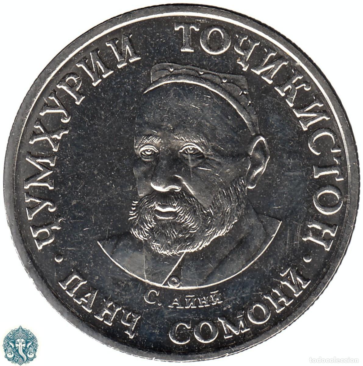 Monedas antiguas de Asia: TAYIKIST&Aacute;N 5 Somoni 2019 Sadriddin Aynī KM#57