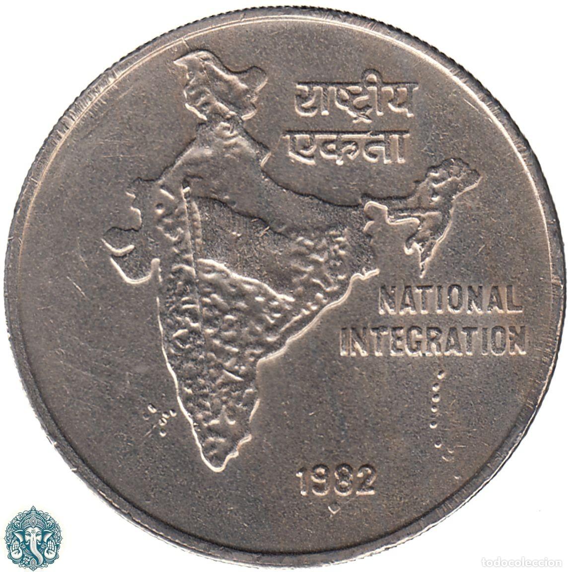 Monedas antiguas de Asia: INDIA 50 Paise 1982 Ceca &diams; Bombay Integraci&oacute;n nacional KM#64