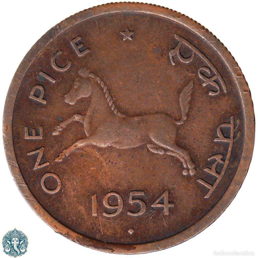 Monedas antiguas de Asia: INDIA 1 Pice 1954 Ceca &diams; Bombay KM#1.4