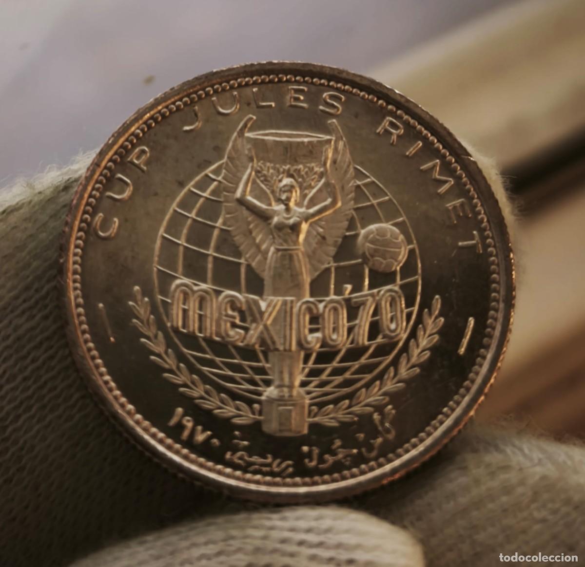Monedas antiguas de Asia: Sharjah 200 Dirhams / 2 Riyals Copa del Mundo 1970 Km 3 Plata Pura