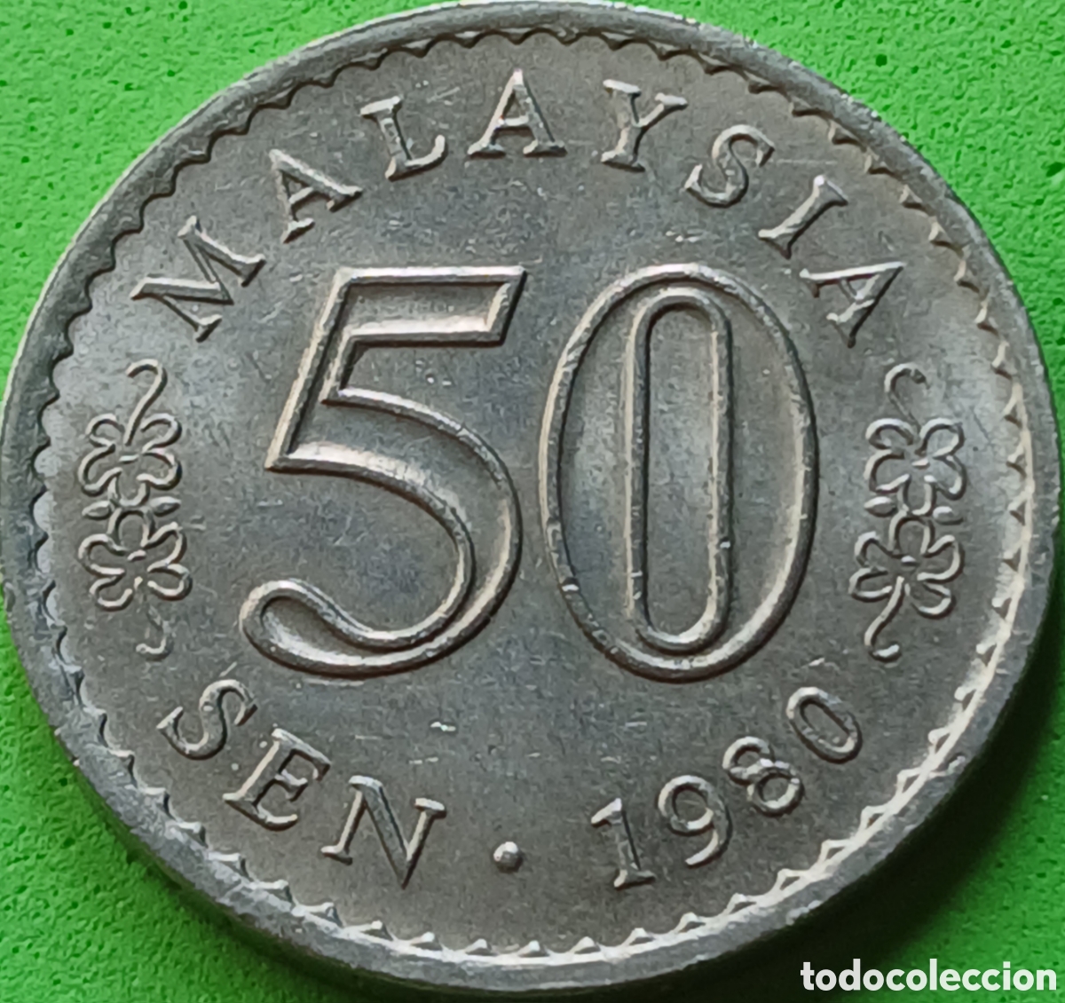 Monedas antiguas de Asia: Malasia 50 sen 1980 km#5 sin marca de ceca, poco com&uacute;n
