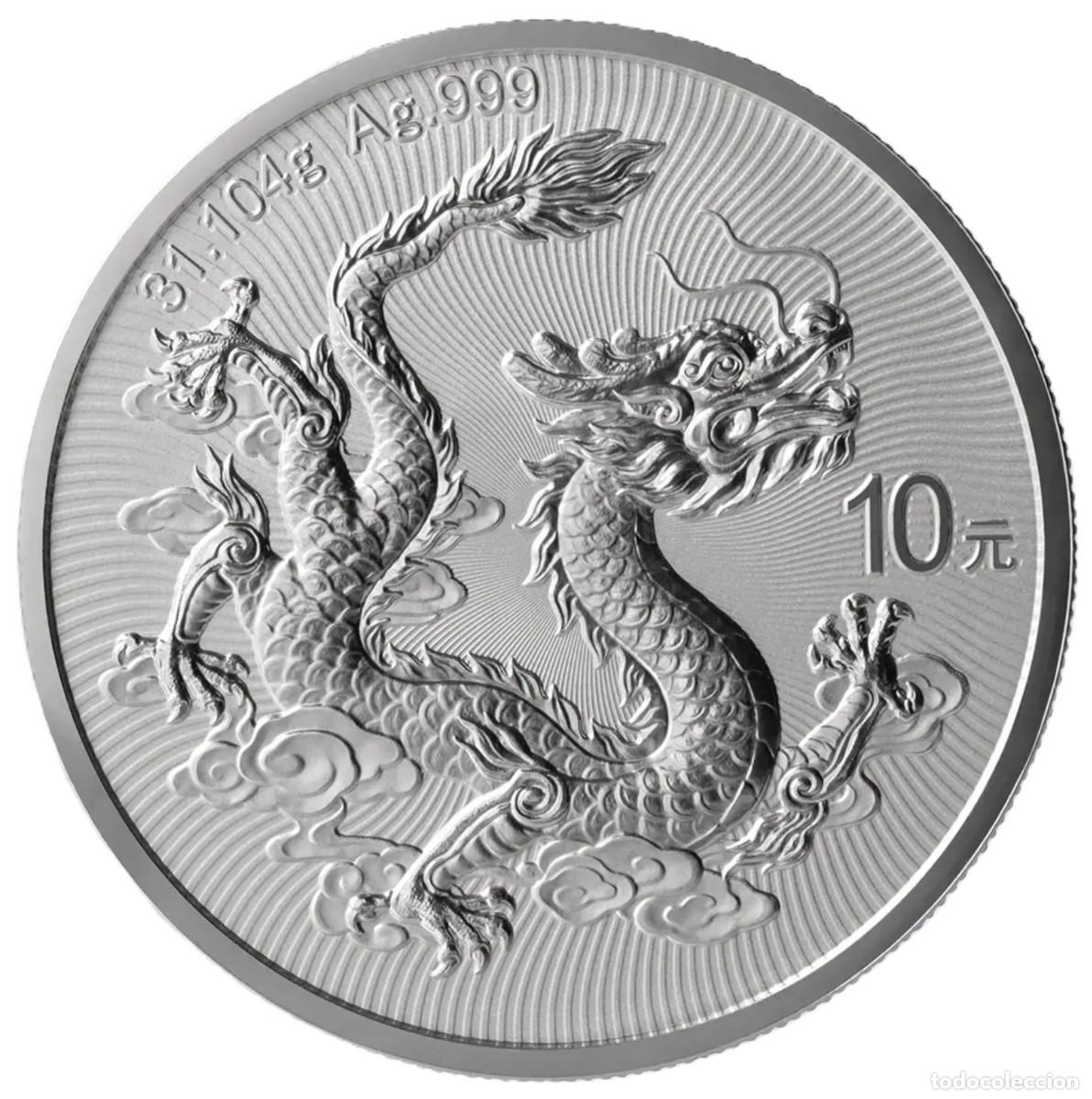 Monedas antiguas de Asia: 10 yuan CHINA 2026 - A&ntilde;o del Drag&oacute;n - 1 onza plata pura