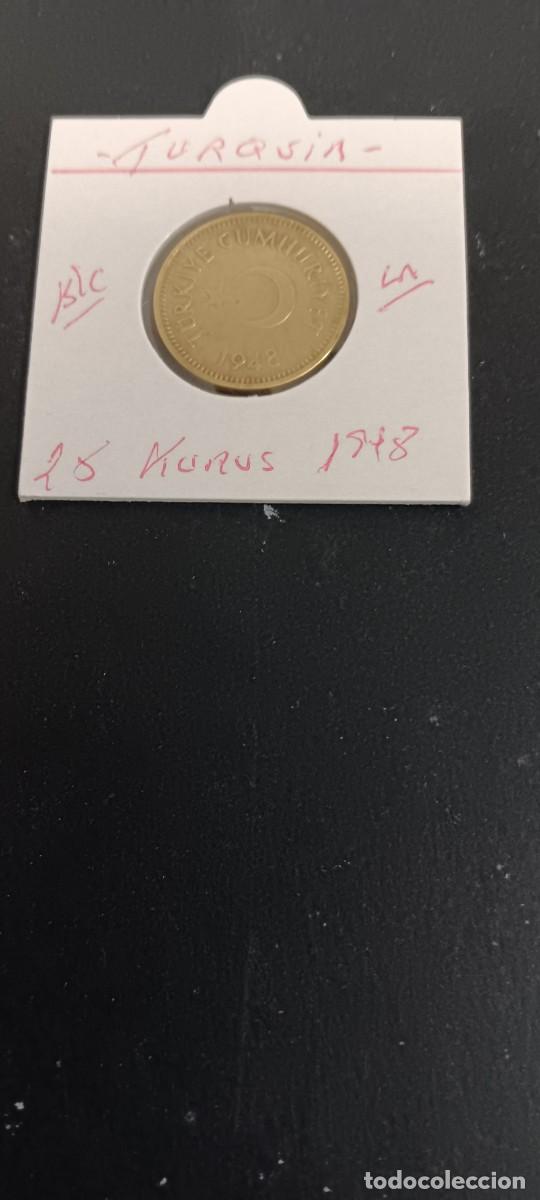 Monedas antiguas de Asia: TURQUIA 25 KURUS 1948 BC KM=886 (LAT&Oacute;N)