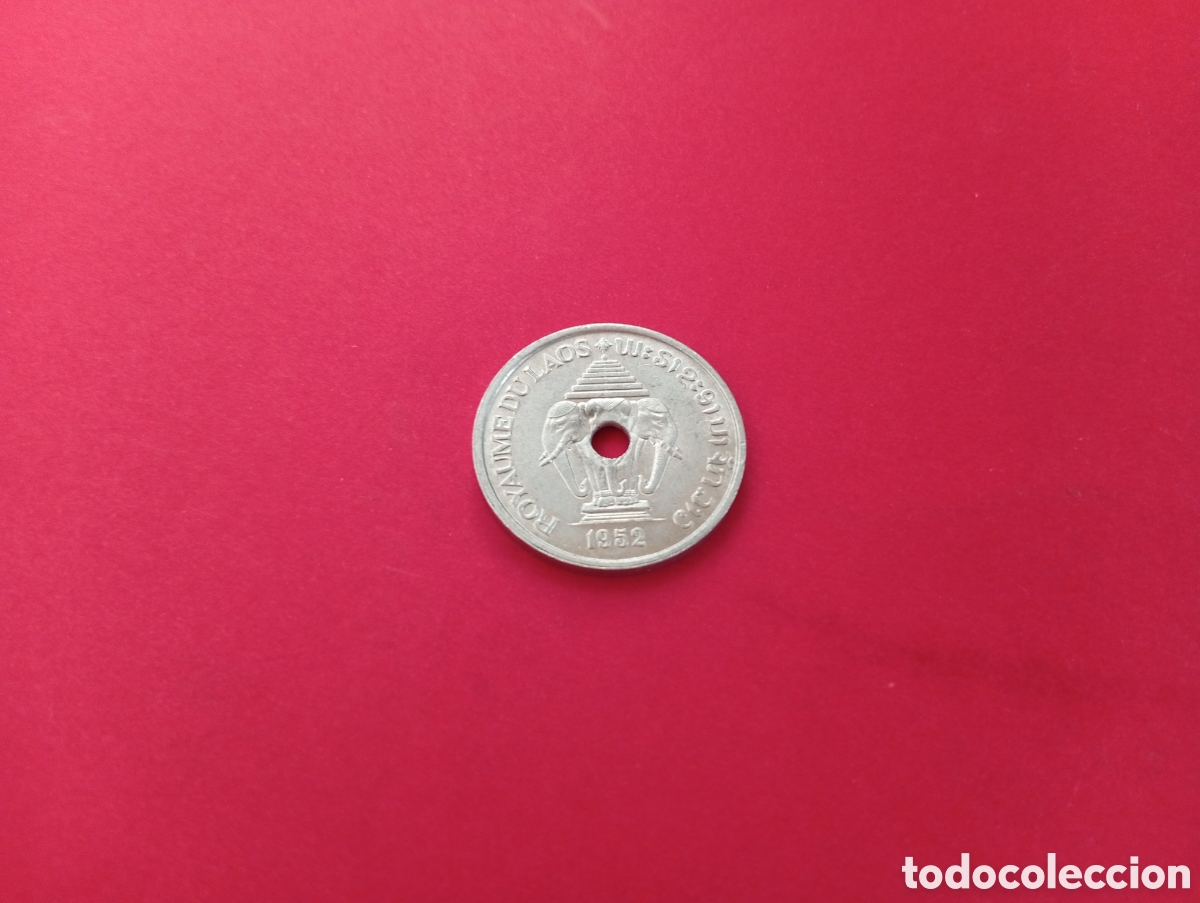 Monedas antiguas de Asia: 20 cents de Laos 1952