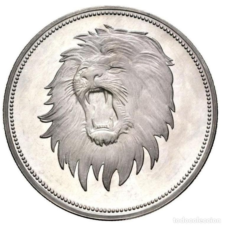 Monedas antiguas de Asia: YEMEN 2 rials plata 1969 proof LEON