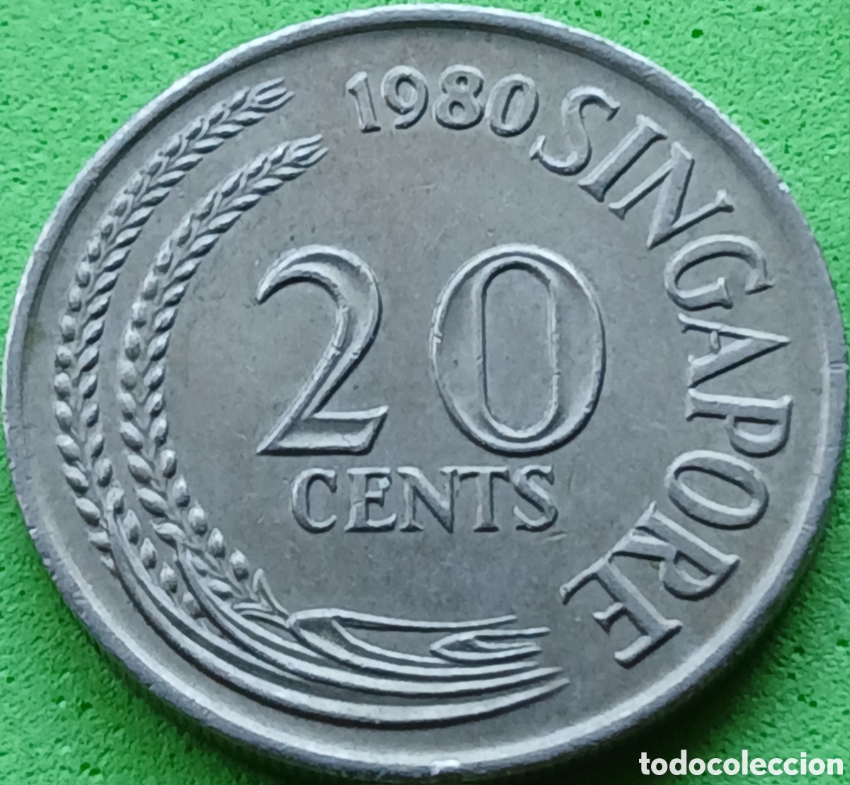 Monedas antiguas de Asia: Singapur 20 cents 1980 km#4 sin marca de ceca