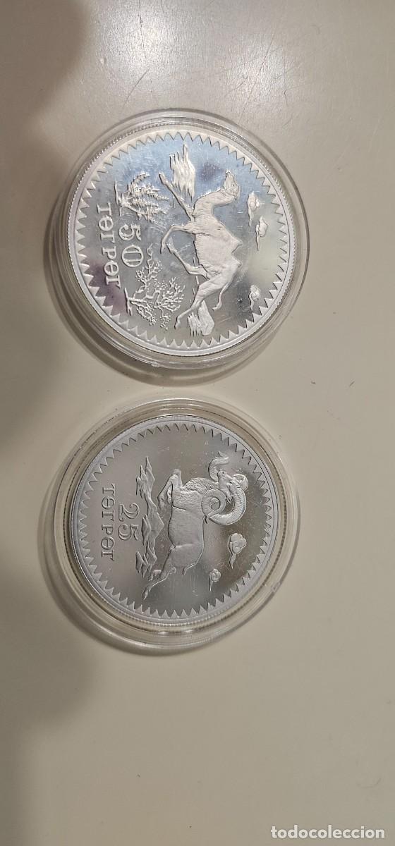 Monedas antiguas de Asia: Espectacular colecvion 25 y 50 togrog Mongolia plata