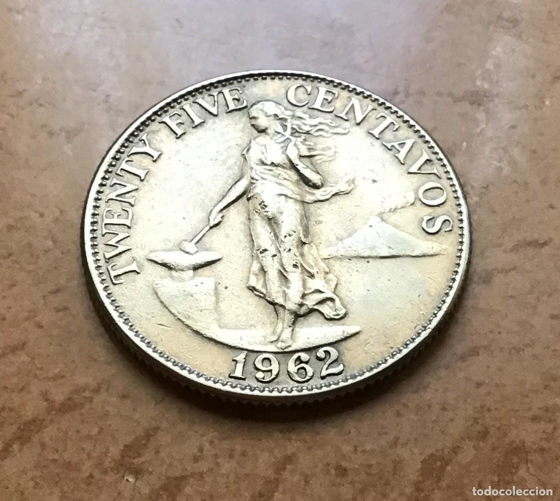 Monedas antiguas de Asia: 25 centavos de Filipinas. A&ntilde;o 1962