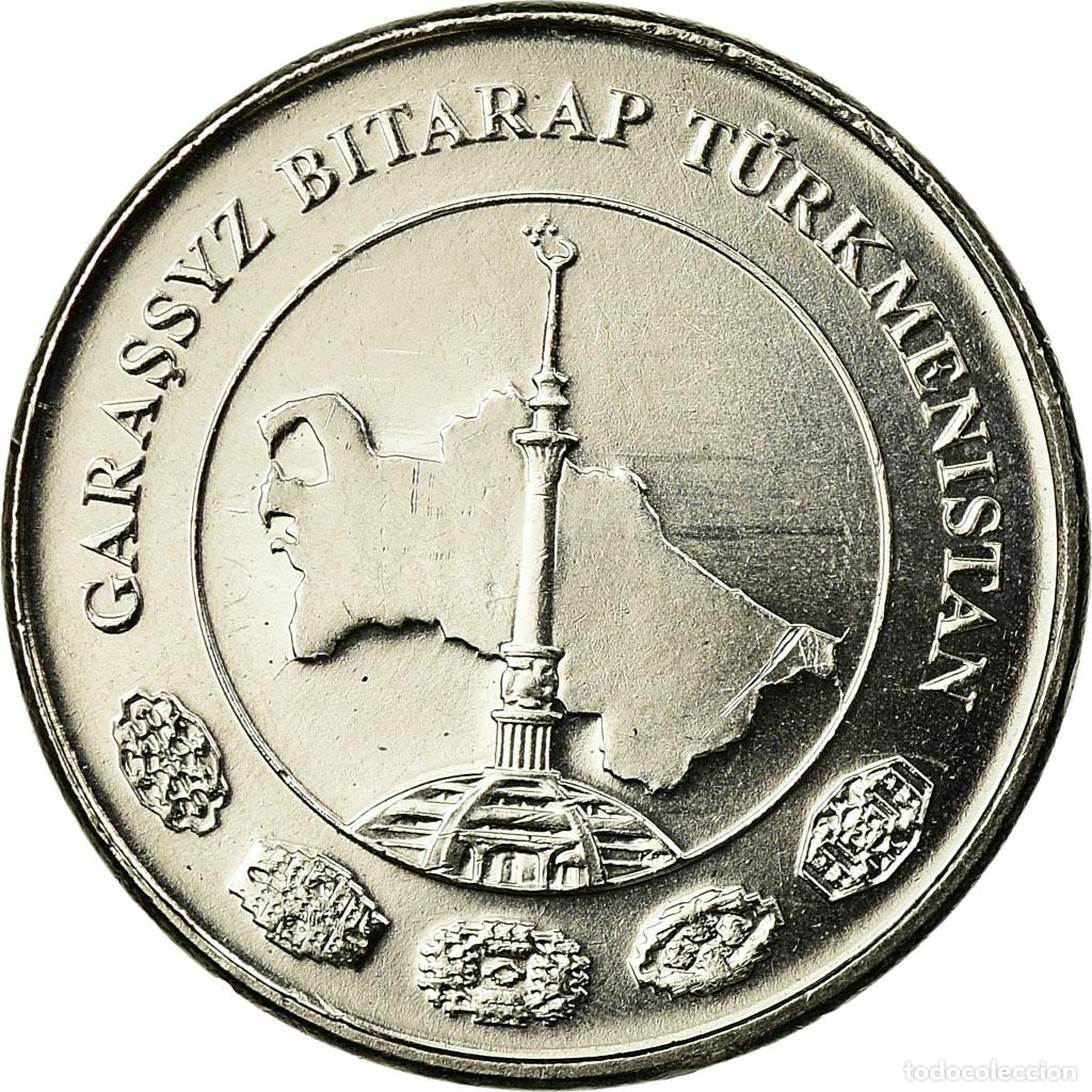 Monedas antiguas de Asia: [#721415] Moneda, Turkmenist&aacute;n, 5 Tenge, 2009, EBC, N&iacute;quel chapado en acero, KM:97
