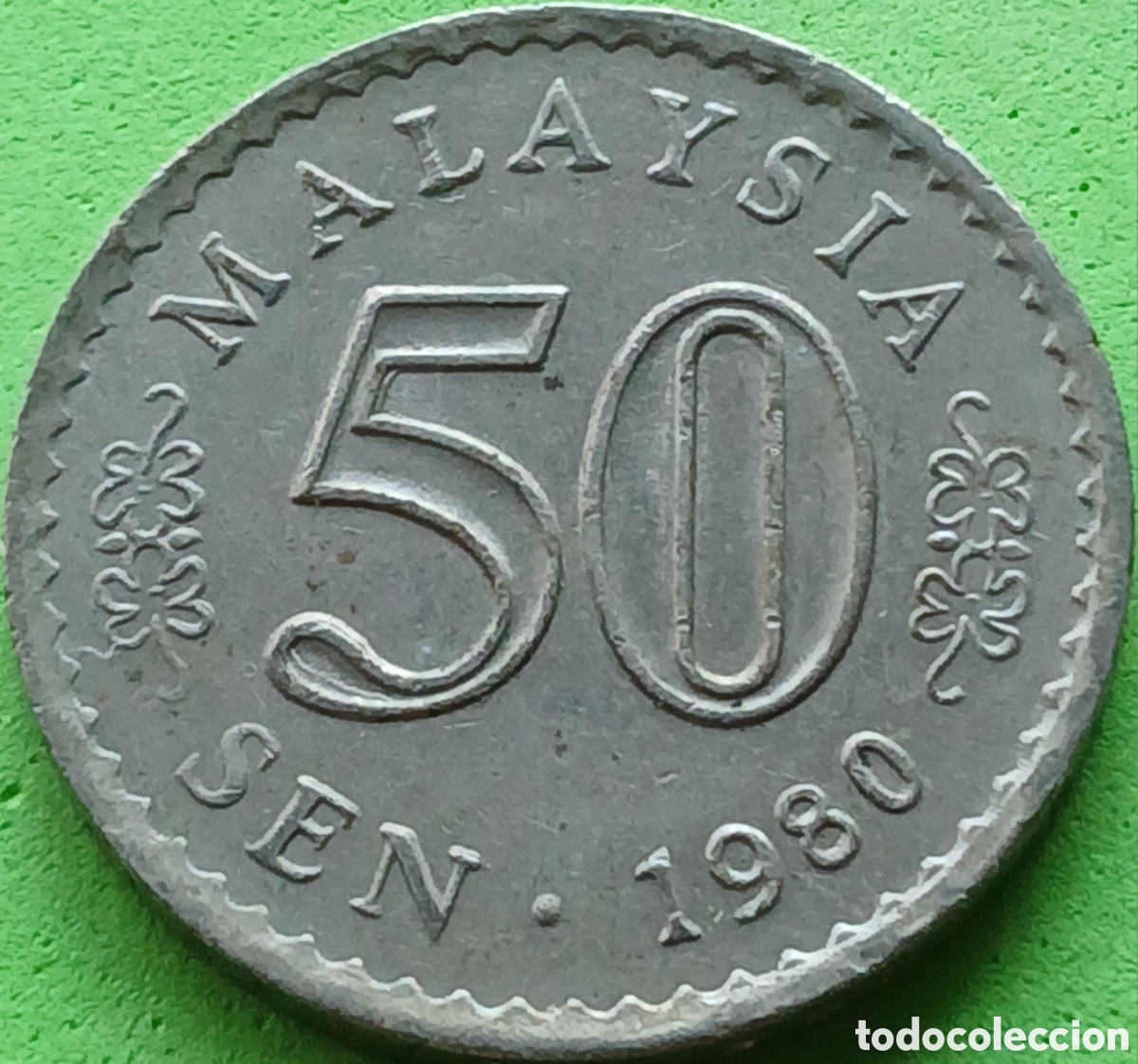 Monedas antiguas de Asia: Malasia 50 sen 1980 km#5 sin marca de ceca, poco com&uacute;n