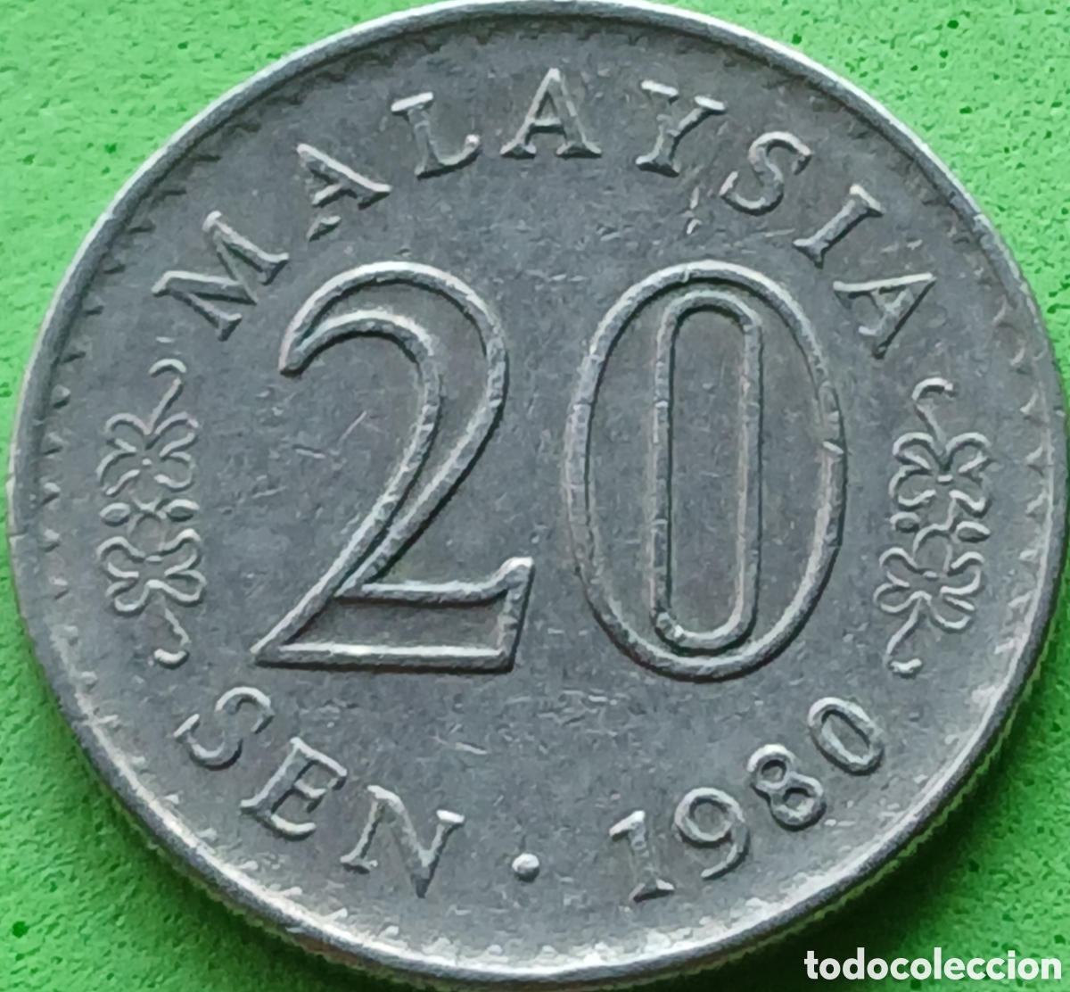 Monedas antiguas de Asia: Malasia 20 sen 1980 km#4 sin marca de ceca
